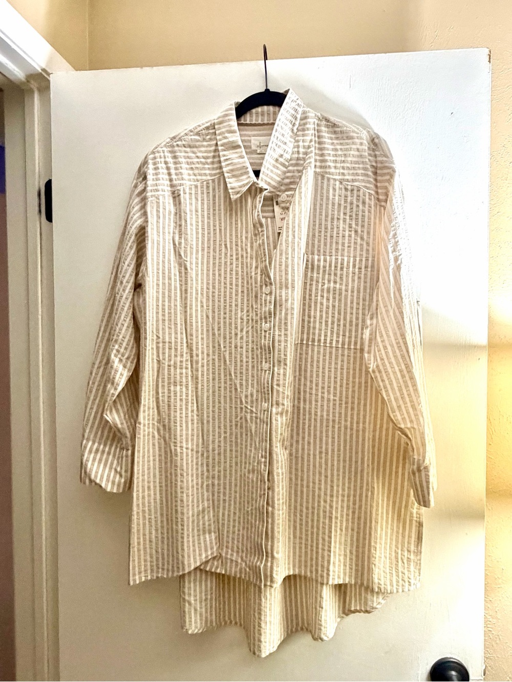 Striped Anthro Button Down Shirt Oversized